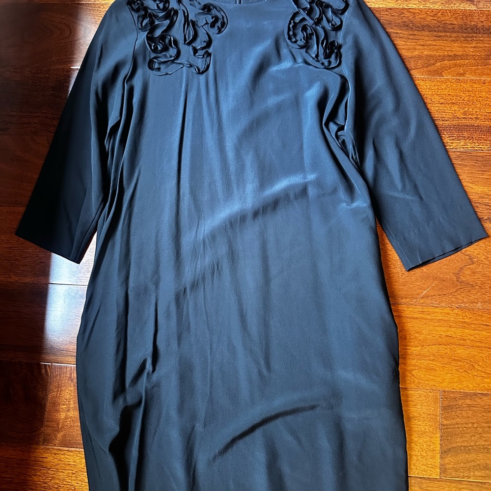 COS Black Long Sleeve Dress with Floral Details